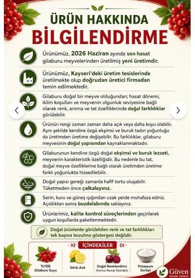 Talaszade Gilaburu Suyu 5 Litre - Şeker İlavesiz. Koruyucu İçerir - Güven Bitkisel