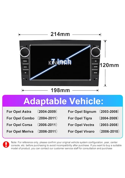 7 İnç Opel Uyumlu Android Carplay 4 Gb Ram 64 Gb Hafıza Multimedya Arka Kamera  7"