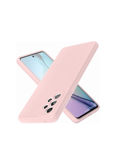Samsung Galaxy A72 Uyumlu Silikon Kılıf Pastel Tonu Kamera Korumalı Esnek Kapak Pudra Pembe