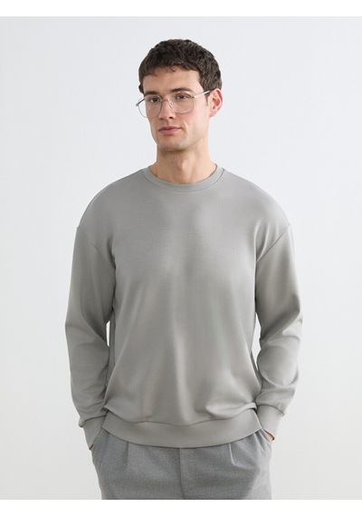 Lcw Vision Gri Bisiklet Yaka Erkek Sweatshirt