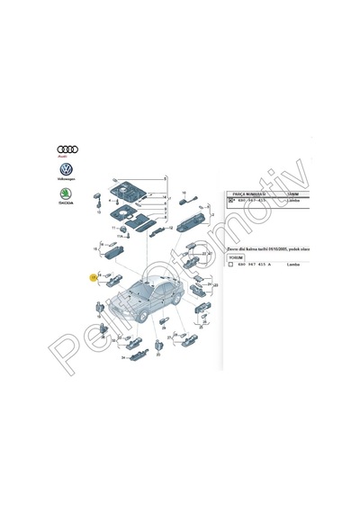 Audi A4 2001 - 2005 Bagaj Aydınlatma Lambası 8d0947415
