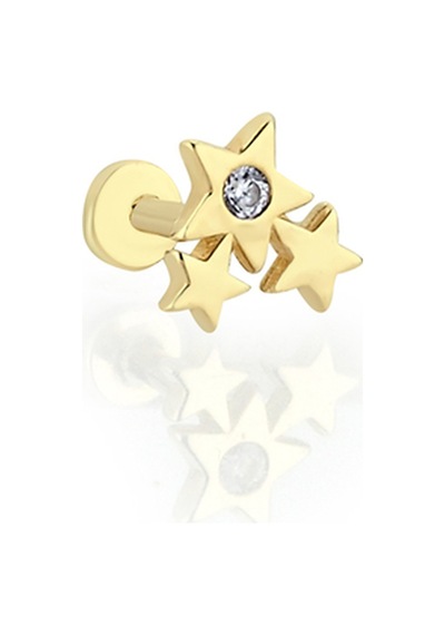 14 Ayar Altın Taşlı Stella Tragus Küpe