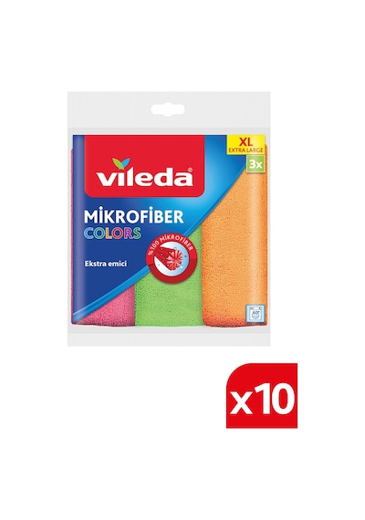 Vileda Mikrofiber Colors XL Temizlik Bezi 10 x 3'lü 36 x 38 CM