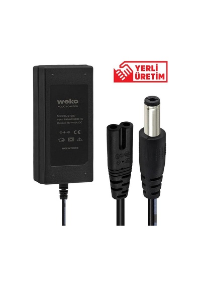 Weko 9 Volt - 5 Amper Masaüstü Adaptör 5.5 2.5 Mm Uçlu Yerli Üreti M