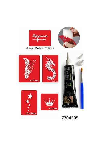 Hint Kınası Ve Şablonla Geçici Dövme Yapma Seti Set 23