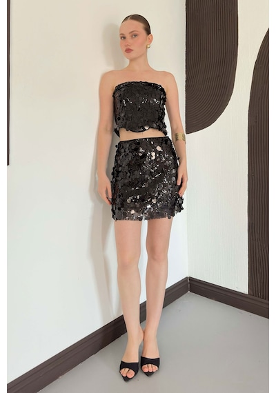 Verymoda Pullu Etek D2928 Siyah
