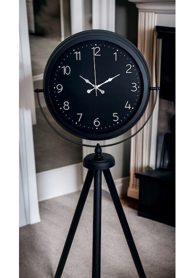Sade Siyah Tripod Ayaklı Saat Çok Renkli
