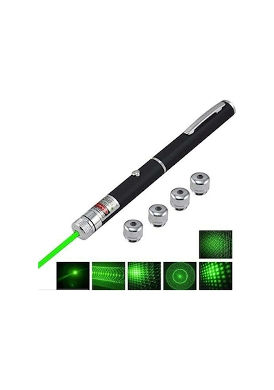5 Başlıklı Üzel Kutusunda Yeşil Lazer Green Laser Poınter Yeşil