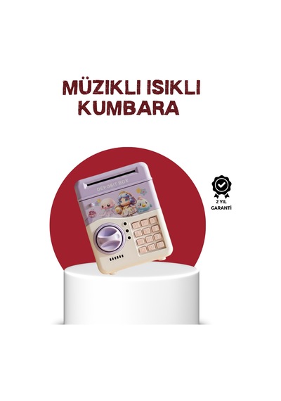 Atm Tasarımlı Şifreli Işıklı Çocuk Kumbarası Mor - Lisinya