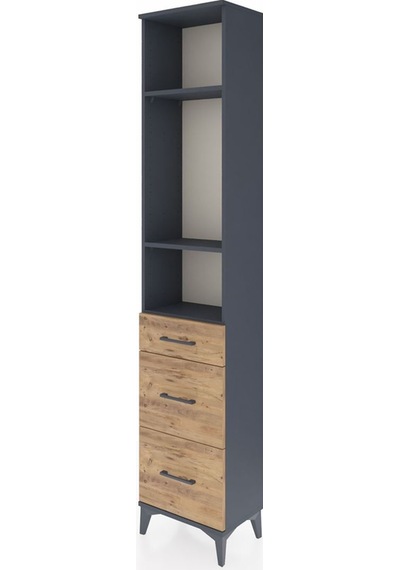 Arges Dolap 3 Raflı 3 Çekmeceli 44x30x221 Antrasit-çam Antrasit