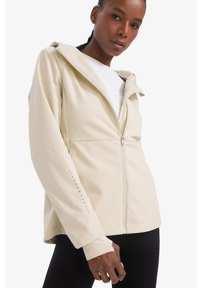 Defacto Defactofit Su İtici Slim Fit Dar Kesim Kapüşonlu Fermuarlı Softshell Mont C4951ax25aubg721 Bej