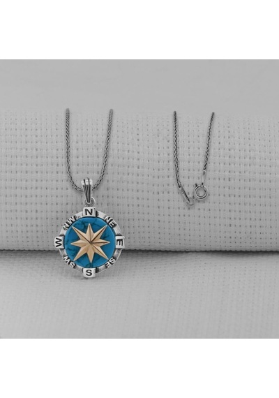 Takıhan Th5137 Pusula Yıldızı 925 Ayar Erkek Gümüş Kolye