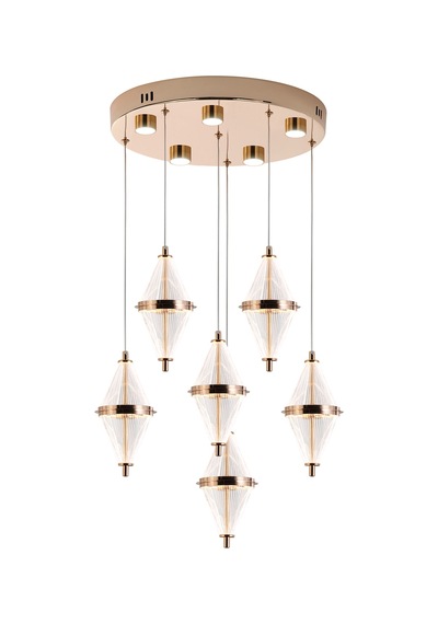 Edward 6'lı 70 Watt Yuvarlak Gold Ledli Modern Salon Avize Gold