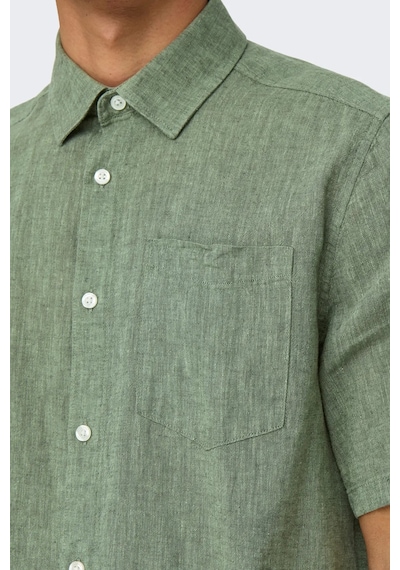 Only & Sons Erkek Onscaıden Kısa Kollu Tek Cepli Keten Gömlek 22031805 Yeşil Yeşil