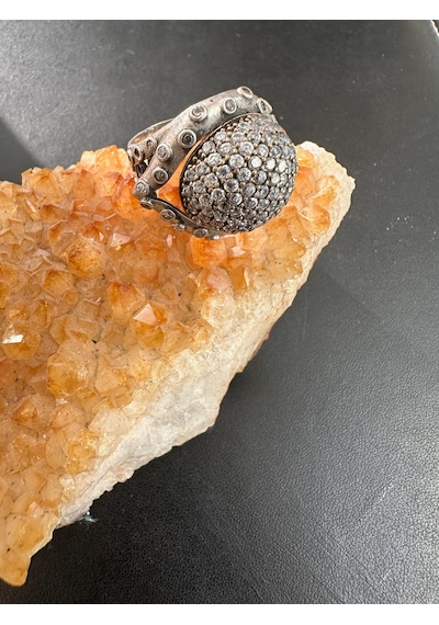 Otantik Zirkon Taşlı Gümüş Yüzük 925 Ayar 13 Gram