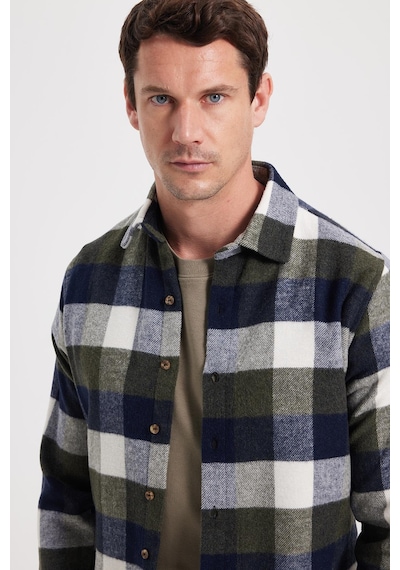 Tudors Erkek Slim Fit Dar Kesim Kareli Kışlık Oduncu Gömlek-42325 Haki Tudors Erkek Slim Fit Dar Kesim Kareli Kışlık Oduncu Gömlek-42325 Haki