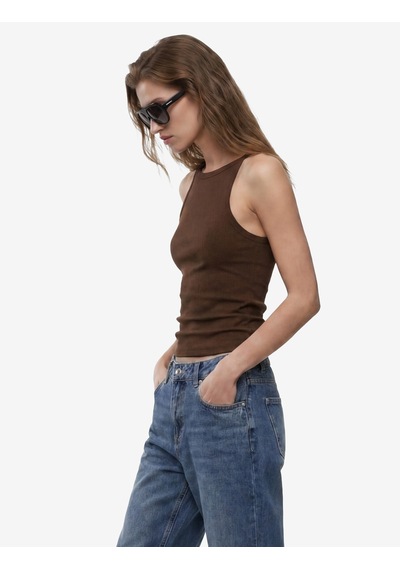Koton Kaşkorse Kolsuz Pamuklu Slim Fit Askılı Kare Yaka Üst Kahverengi 6sak10388ek Kahve
