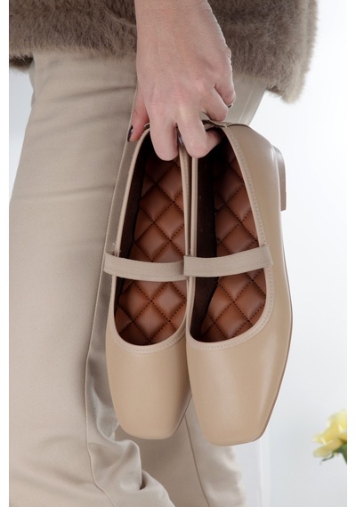 Meyoushoes Lastikli Babet Ayakkabı Bej 40