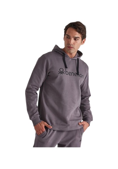United Colors Of Benetton Erkek Kapüşonlu Sweatshirt Bnt-m045 T Antrasit