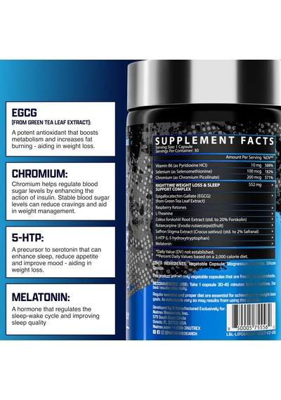 Lıpo6 Nighttıme Weıght Loss & Sleep Support 30 Capsles