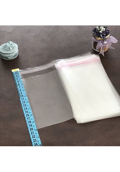 Şeffaf Bantlı Jelatin Poşet 100'lü 10 x 20 CM
