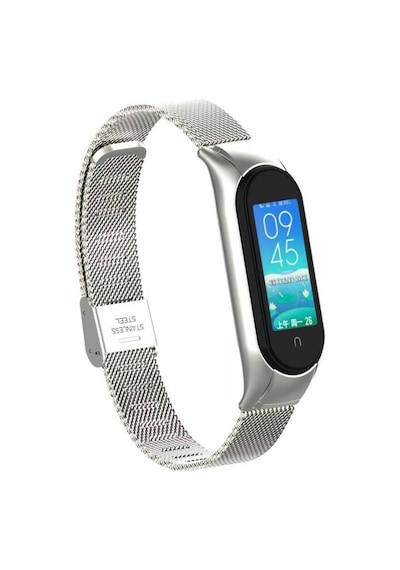 Xiaomi Mi Band 5 Uyumlu Lüks Metal Mıknatıslı Kordon Paslanmaz Çelik - Gümüş Çok Renkli