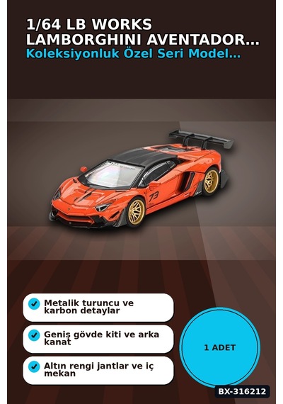 Model Araba 1/64 Lb Works Lamborghini Aventador Limited Edition Mdx Bx-316212