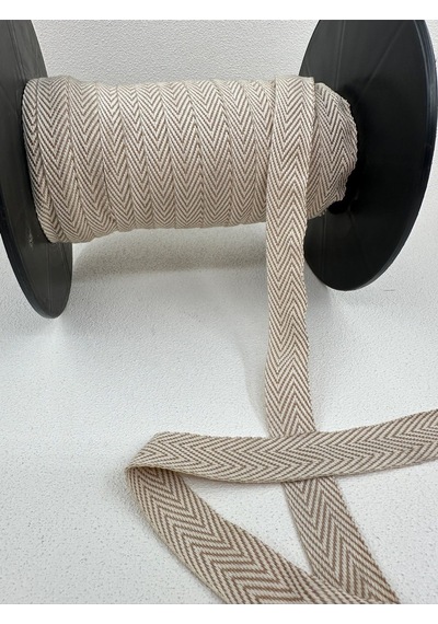 2 Cm Çift Renkli Balıksırtı Şerit-ekru-5 Metre