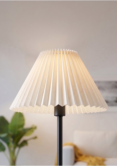 İthal Lambader Şapkası Çap 36 Cm Pileli Kırma Kumaş Krem Abajur Başlık Metal İskelet Lam06
