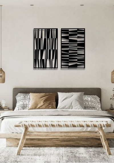 Modern Stil 2 Li Metal Duvar Dekoru Seti 80 X 48