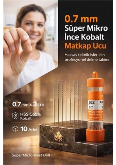 Mey İthalat 0.7mm Süper Mikro İnce Hss Kobalt Mikro Matkap Ucu Seti 10'lu 723193