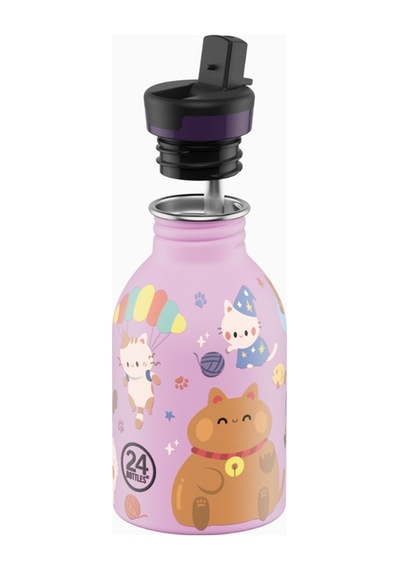 Kids Bottle Meow Friends Paslanmaz Çelik Çocuk Su Matarası 250 Ml Renkli