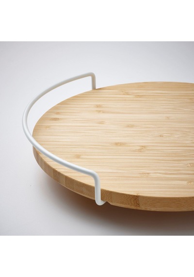 Dönen Tabla, Bambu, 28 Cm Açık Gri