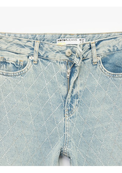 Koton Normal Bel Geniş Paça Taş Detaylı Pamuklu Jean Pantolon - Wide Leg Jeans Açık İndigo 6wal40071md Açık İndigo Koton Normal Bel Geniş Paça Taş Detaylı Pamuklu Jean Pantolon - Wide Leg Jeans Açık İndigo 6wal40071md Açık İndigo