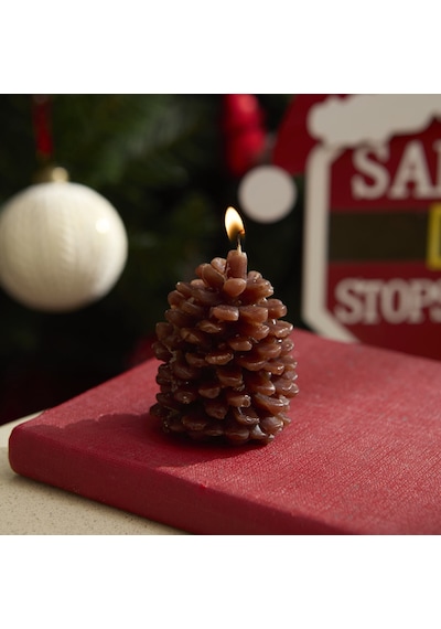 Karaca Home New Year Yılbaşı Kozalak Şekilli Mum 5,5x7 Cm Kahverengi