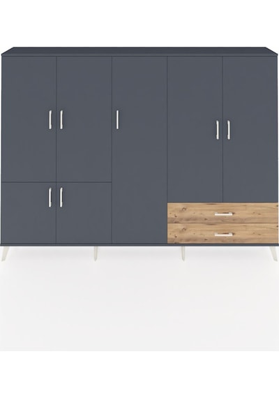 Arges Dolap 12 Raflı 2 Çekmeceli 7 Kapaklı 220x30x163 Antrasit-an Antrasit-antrasit/çam Arges Dolap 12 Raflı 2 Çekmeceli 7 Kapaklı 220x30x163 Antrasit-an Antrasit-antrasit/çam