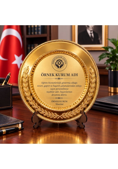 Metal Plaket Tabak Baskılı Başak Desenli Kurumsal Hediye Okul Ve Kurum Ödül Plaketi Gold/gümüş Renk Kişiye Kuruma Özel Anı Tebrik Ödülü