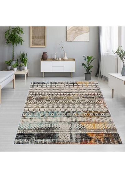 Rovigo Home Dijital Baskı Kaymaz Taban Salon Halısı Rvg1266 Çok Renkli