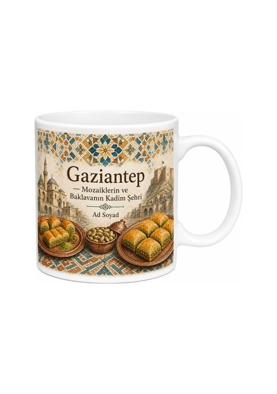 Gaziantep Zeugma Ve Baklava Güneydoğu Hatırası Kupa Bardak Hediye Beyaz / Çok Renkli
