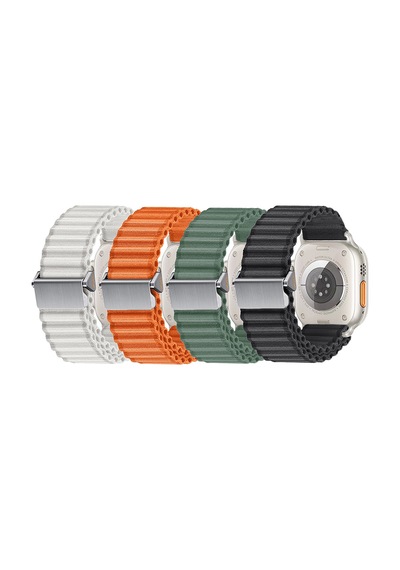 Watch 10 46mm Uyumlu Mkst Krd-123 Naylon Kumaş Hasır Örgülü Kordon-beyaz