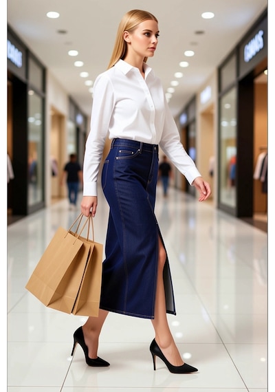 Benerly Kadın %100 Pamuk Denim Midi Etek Yırtmaçlı A Kesim Fonksiyonel Da Koyu Mavi
