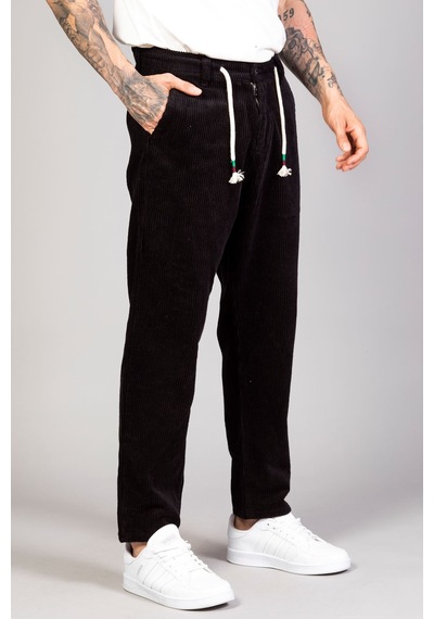 Little Cup Jeans Co Erkek Siyah Baggy Fit Rahat Kalıp Kadife Pantolon