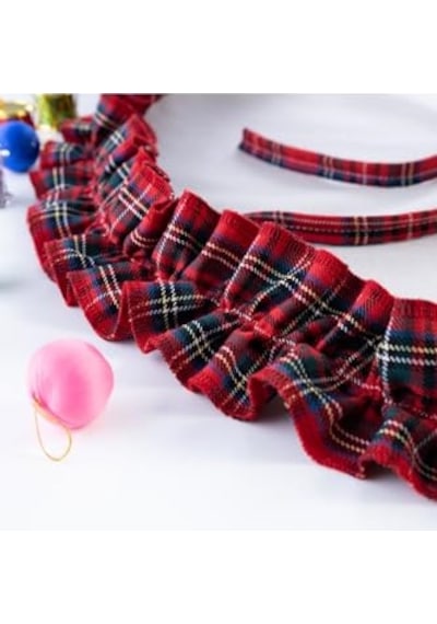 Yılbaşı Çam Ağacı Örtüsü Pamuklu Ekose Ve Naturel 60 Cm Karışık Diğer