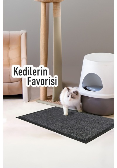 Şık Ve Geniş Kauçuk Nem Alıcı Paspas Siyah Gri Kırçıllı İç Ve Dış Paspası Halı Paspas Null