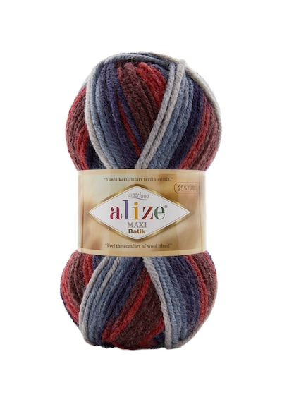 Süperlana Maxi Batik - 8130 - 5'li Paket - 100gr/100m - El Örgü İpi - Atkı Yelek Kazak İpi