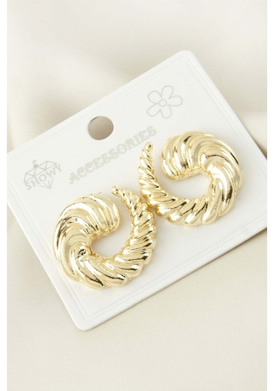 Burgulu Metal Küpe Sarı