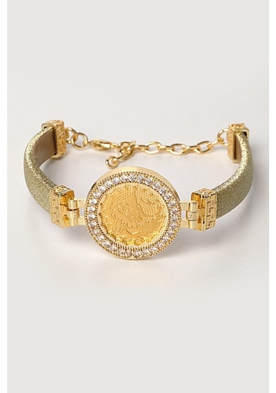 Kauçuklu Gold Simli Tuğralı Bileklik Sarı