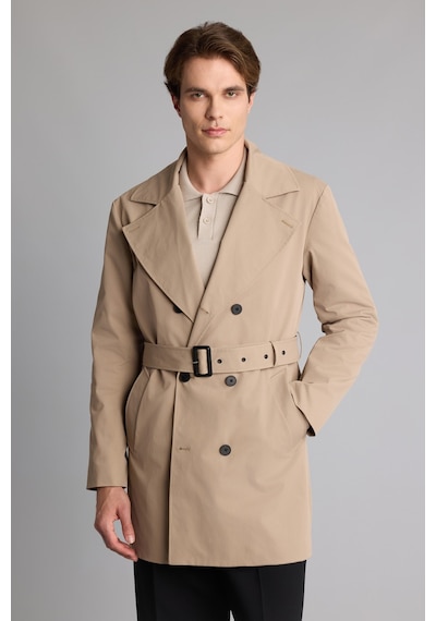 Defacto Slim Fit Astarlı Düğmeli Cepli Kemerli Mevsimlik Trençkot D5528ax26aubg716 Bej-bg716