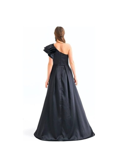 Dip Moda Kadın Siyah İthal Kumaş Saten Abiye Elbise Dpnbswll10 Siyah