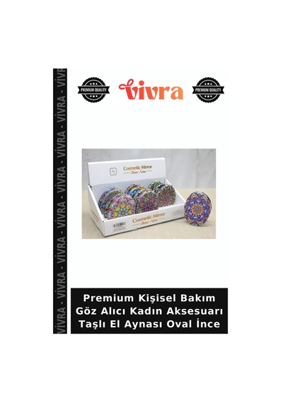 Premium Kişisel Bakım Göz Alıcı Kadın Aksesuarı Taşlı El Aynası Oval İnce Çok Renkli
